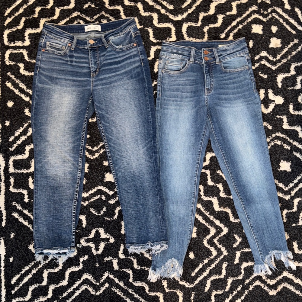 SET of 2 Bridge by GLY & BKE Women’s Ankle & Cropped Jeans in Medium Wash Blue
